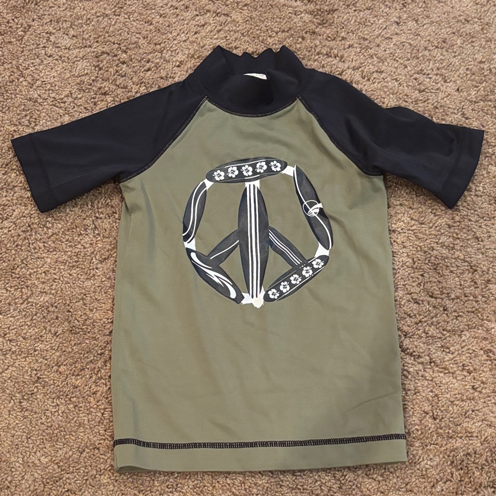 Crazy 8 Olive and Black Kids Swim Rashguard